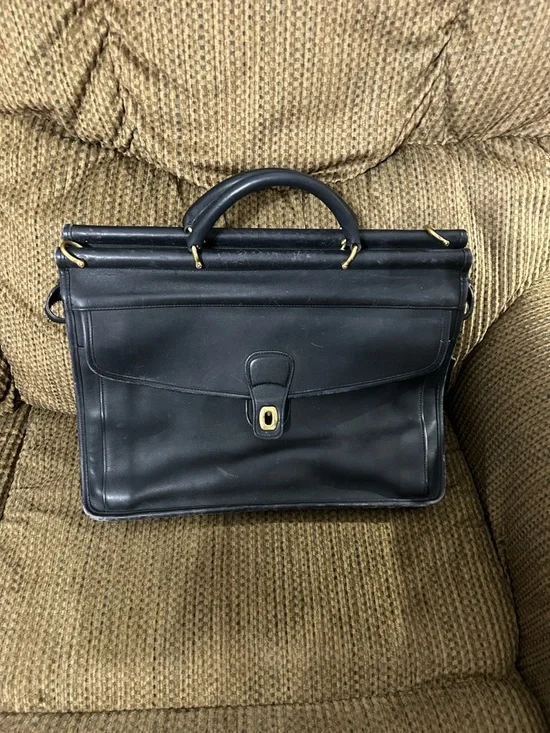 Coach 5213 Black Leather Metropolitan 2-Way Briefcase Bag