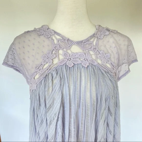 Free People Sheer Flowy Lavender Top - Size Small