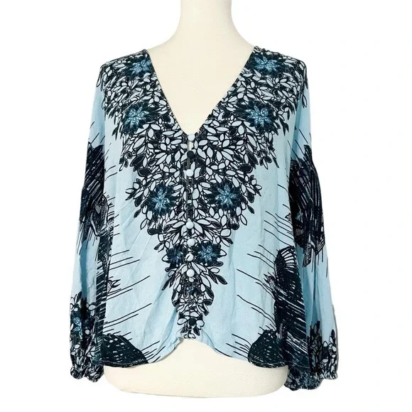 Free People Birds‎ Of A Feather Top In Blue