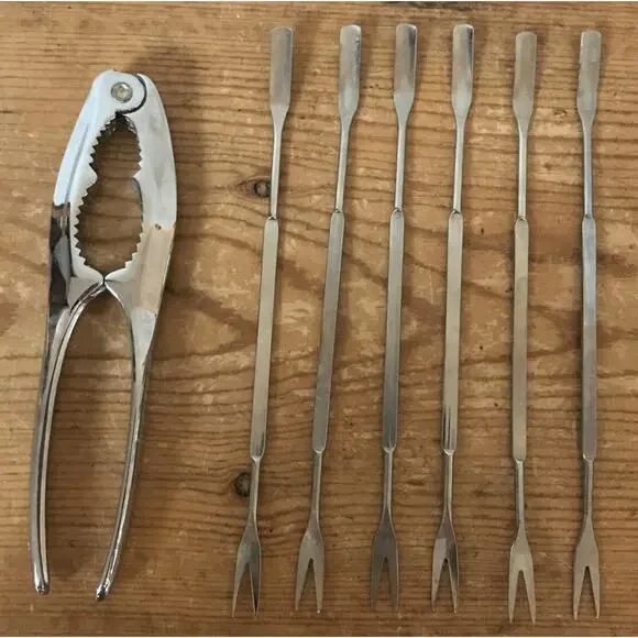 Set Lot 7 Vintage Seafood Lobster Crab Shell Cracker Picks Forks Utensils