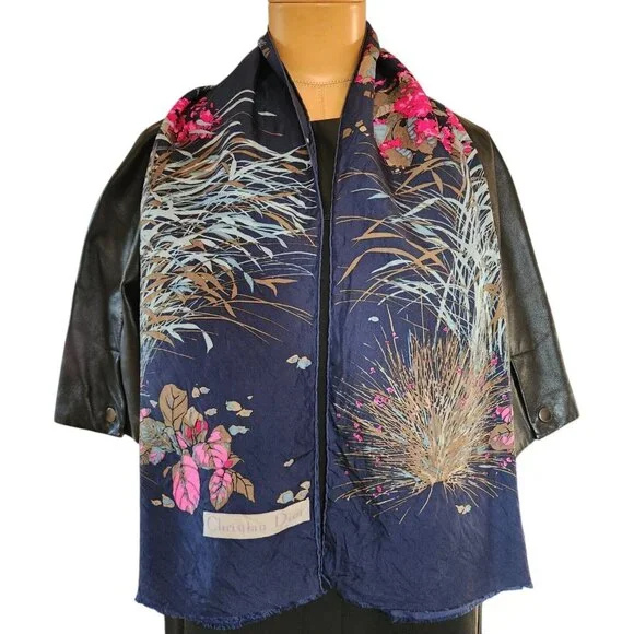 Christian Dior Flora Hand-Rolled Silk Neck Scarf