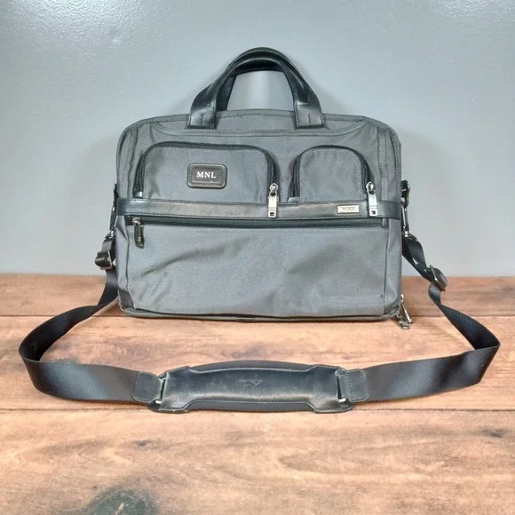 Tumi Alpha T-Pass Medium Screen Laptop Slim Briefgrey ballistic nylon Monogramed