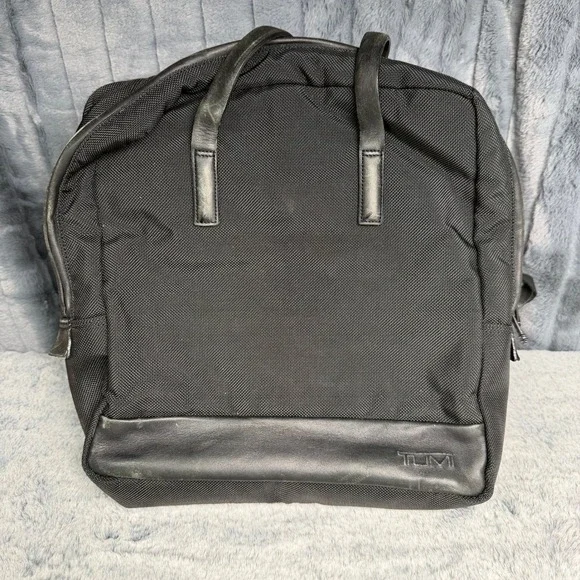 Tumi Black Ballistic Nylon Leather Trim Briefcase Laptop Bag Work Tote