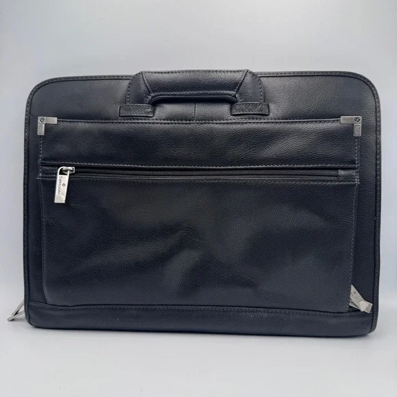 Samsonite Black Faux Leather Laptop Briefcase Sleeve Retractable Handle Bag