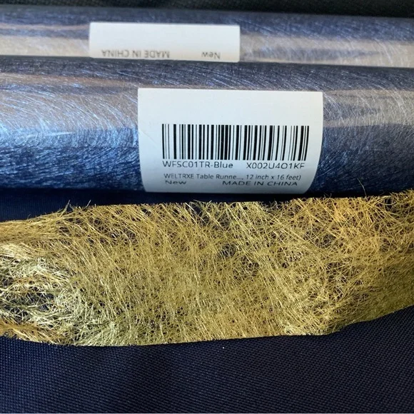 Table Runners in Blue Metallic Color, measures 12 inches by 16 feet, NWT