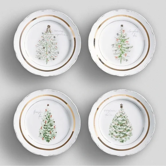 Pottery Barn New Vintage Tree‎ Appetizer Plates (set Of 4).