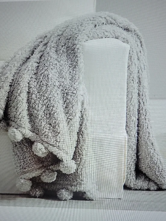 Pottery Barn Cozy Pom Pom Sherpa Throw