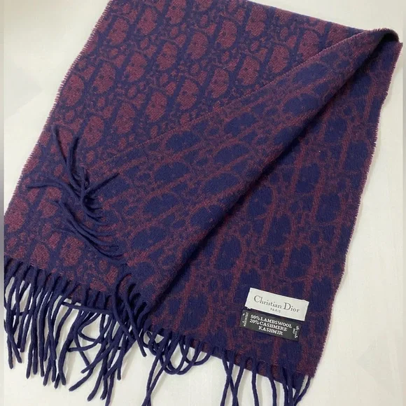 CHRISTIAN DIOR Lambswool Oblique Jacquard Scarf