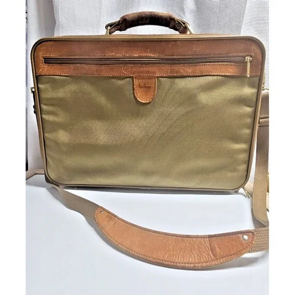 Vintage Hartmann leather‎ tweed footed briefcase w/shoulder strap