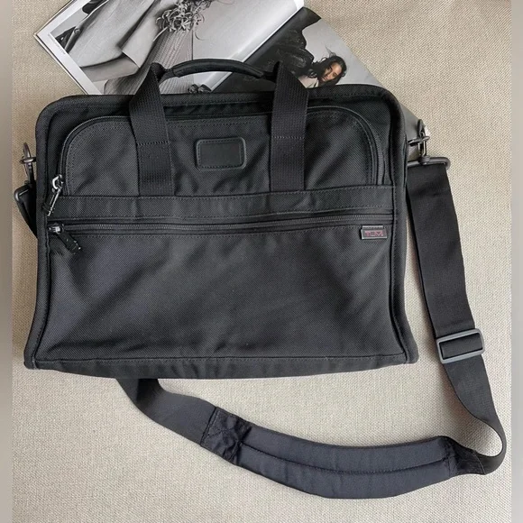 Tumi® Alpha 3 Portfolio Nylon Ballistic Messenger / Laptop Shoulder Bag In Black