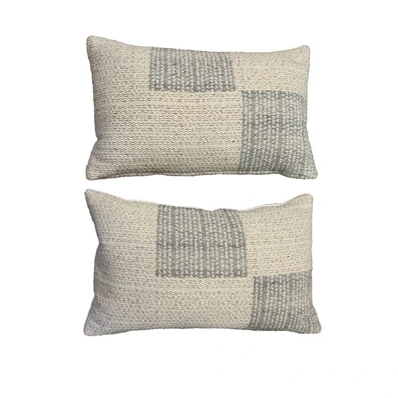 Two POTTERY BARN Beachy Textured Pillow Covers (inserts not included) Blue Peach