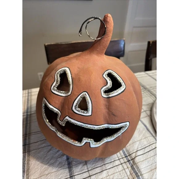 Pottery Barn Kids Halloween‎ Luminary Jackolantern Pumpkin Paper Mache Retired