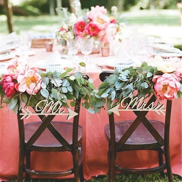 Wedding ‘Mr & Mrs’ Letter Hanging Chair Sign Decoration 2Pcs NEW