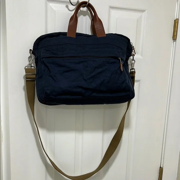 Jcrew Men’s Canvas & Leather Messenger Bag - Navy Blue