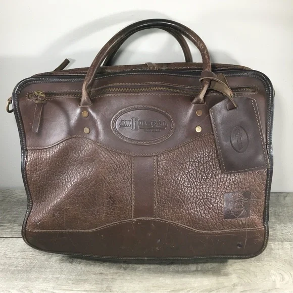 J W Hulme Original Heavy Leather Briefcase Messenger Overnight American Made