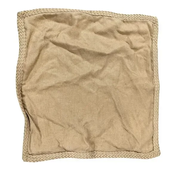 Pottery Barn 100% Linen Accent Pillow Cover Beige Jute Woven Trim 20x20