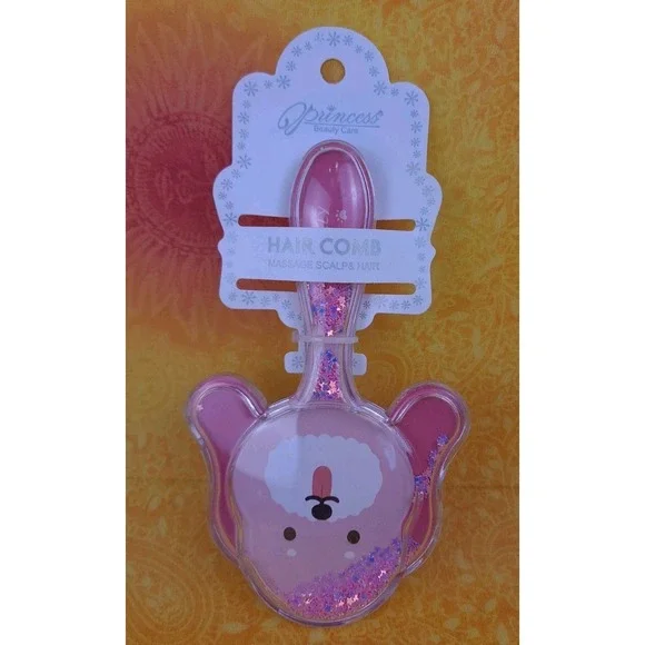 Glitter Dog Shaped Hair Brush Pink Dog With Pink Glitter Massage Scalp