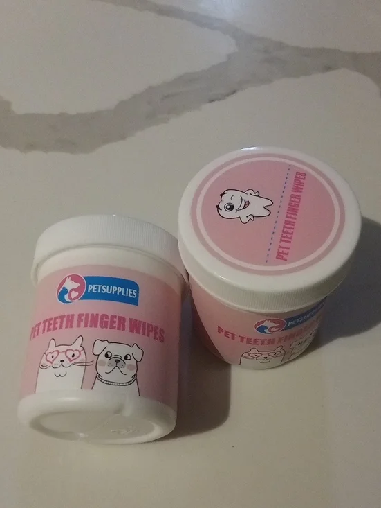 Pet Teeth Finger Wipes 2 Jars (100 Wipes Total)