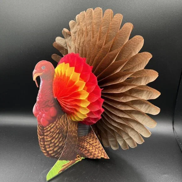 Vintage Honeycomb Turkey Centerpiece Thanksgiving Decor Festive Holiday Display
