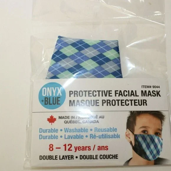 Child Onyx + Blue Protective Facial Mask - Durable / Washable / Reusable