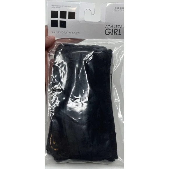 NWT Athleta Girls 5 Pair Cotton Everyday Adjustable Mask One Size Black