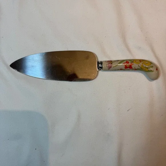 Vintage Prill Sheffield England Stainless Steel Cake Knife Serving Piece Floral
