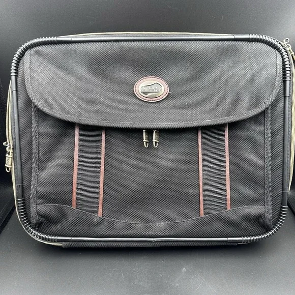 American Tourister Briefcase Men's Black Brown Nylon Professional Laptop Bag