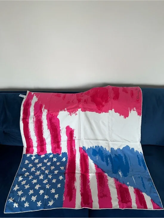 Rare Christian Dior American & French Flag Scarf