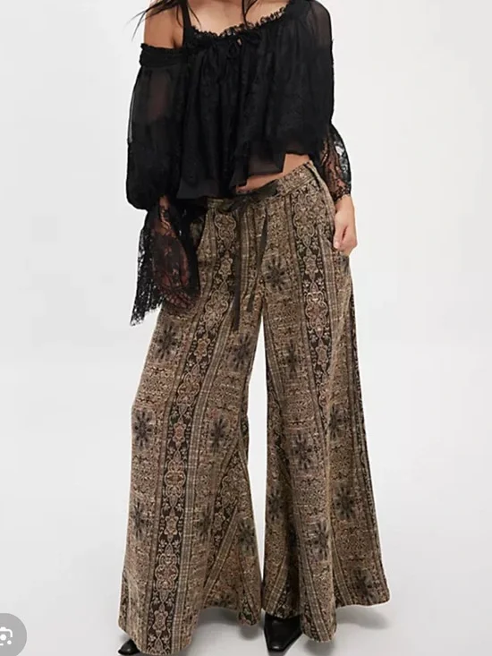 Free People Dahlia Wide Leg Pants in Original Combo