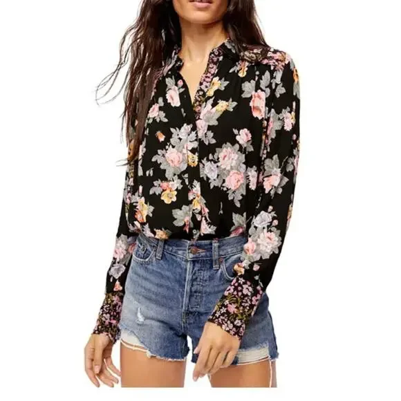 Free people Hold On To Me Floral Print Blouse Size XS