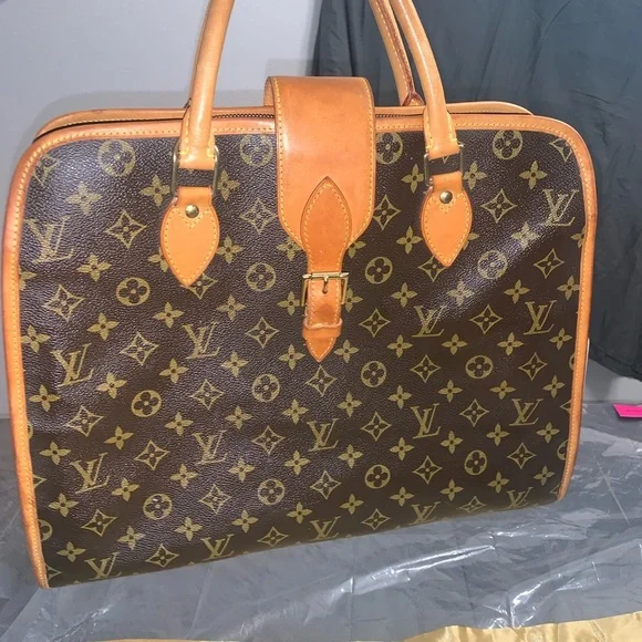 Louis Vuitton Brown Rivoli Monogram Briefcase with Leather Trim