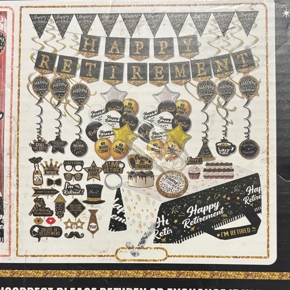 Happy Retirement Party Decoration Set - Black and Gold