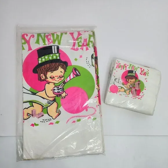 Reed Happy New Year Table Cover & Napkins Holiday‎ Decor