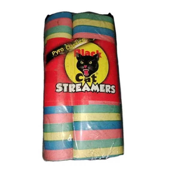 Pyro‎ Classics Black Cat Streamers, 2 Rolls of, primary colors Rare HTF BCNY3101
