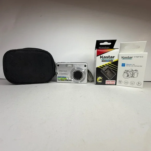 Pentax Optio S5z Silver Digital Camera 5.0MP 3x Zoom Bundle with Charger Case