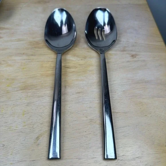 Oneida PORTER Serving‎ Spoons 2pc Silver Stainless Steel Slotted & Solid Kitchen