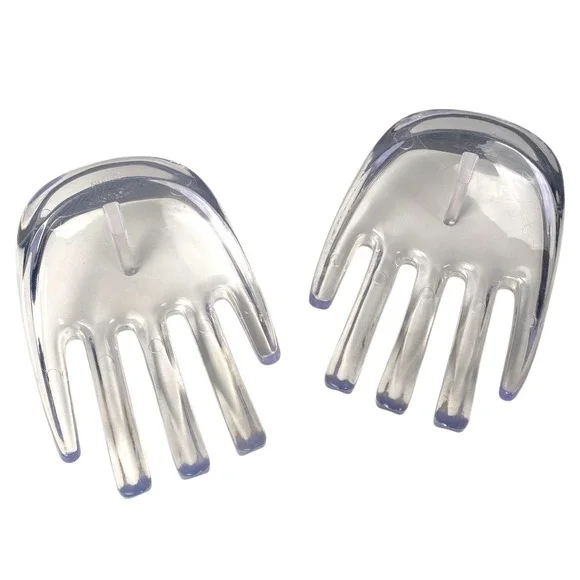 J.S.N.Y Clear Lucite Hand Shaped‎ Salad Servers Set of 2 Vintage Style F72Q