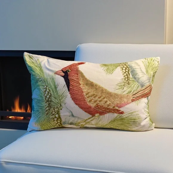 Pottery Barn Winter Fauna Cardinal Indoor Outdoor Pillow 16x 26