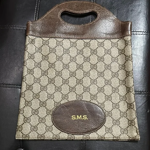 Gucci Tan and Brown Monogram Briefcase