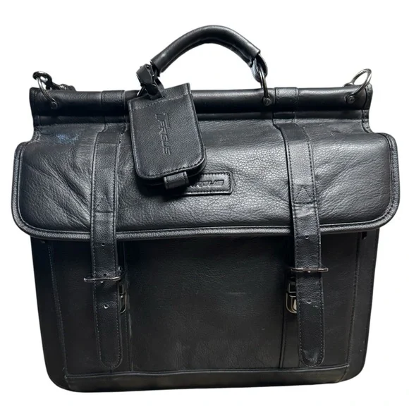 Nice High End Targus Black Leather Men's Briefcase Laptop Shoulder Carry On Bag
