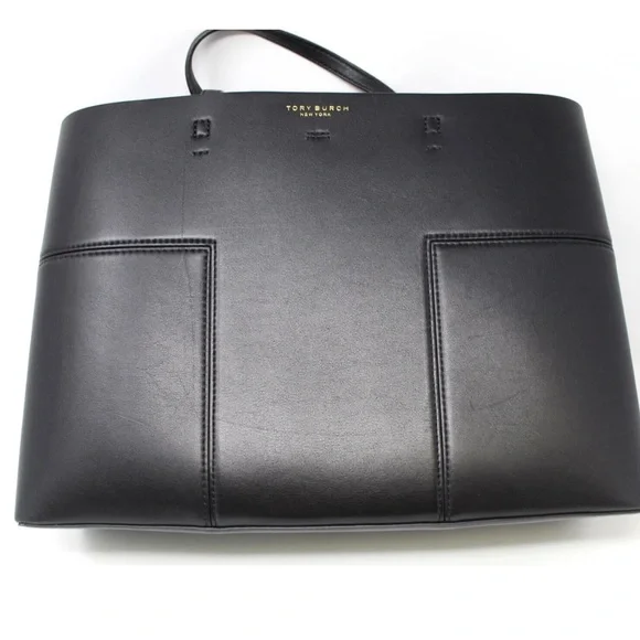 Tory Burch Black leather Block-Tbag w/ removable clutch GUC
