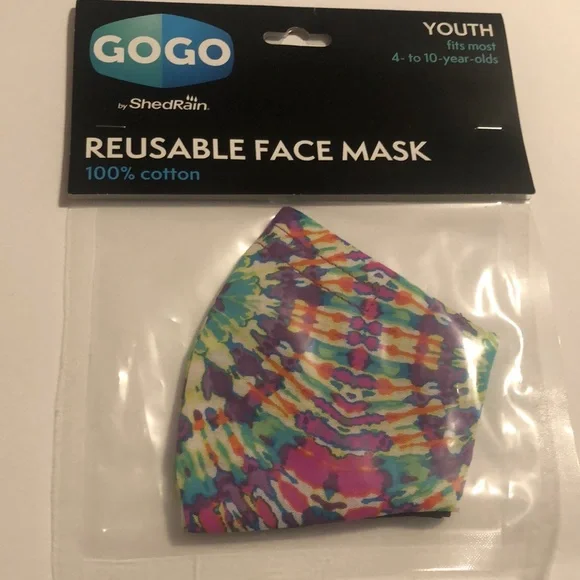 Y2K tye dye retro rainbow face mask youth