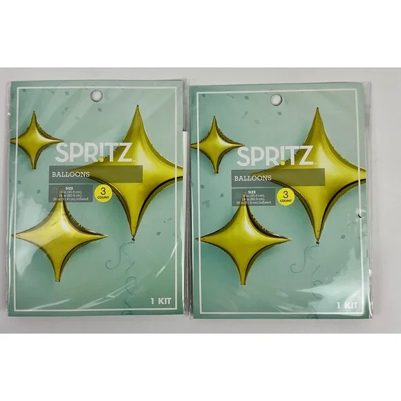 2 Packs of 3 Gold Star Balloons Kit Party Decorations Bundle‎ 16