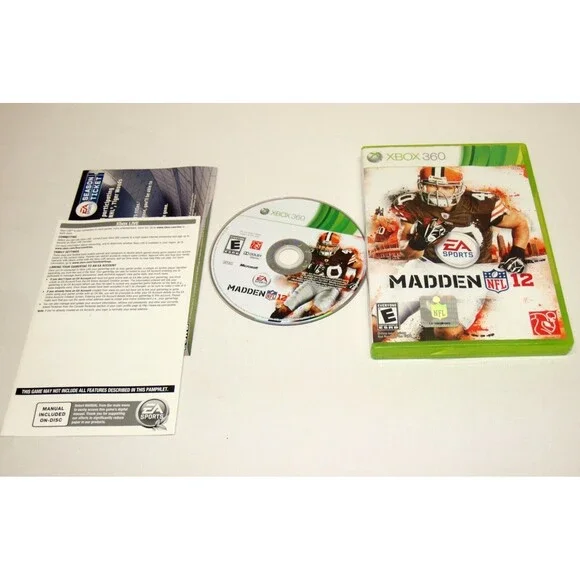 Madden NFL 12, Xbox 360 Video Game, Microsoft With Papers