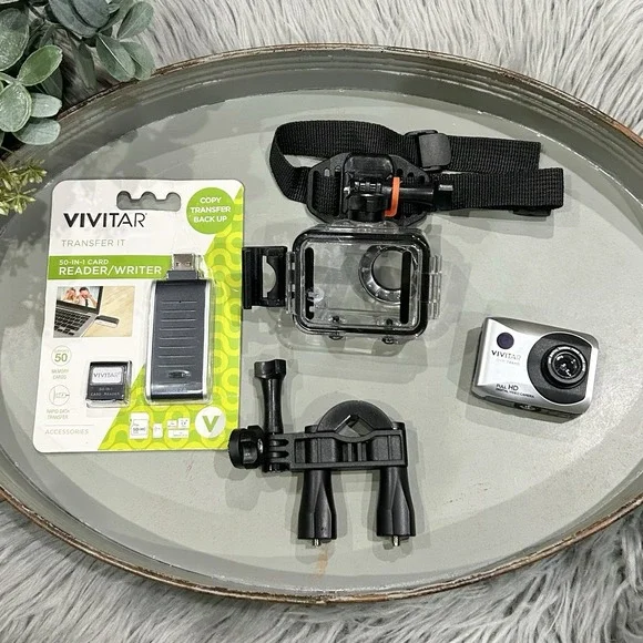 Vivitar‎ DVR 786HD Full HD Action Camcorder w/ Waterproof Case-Bundle-Tested