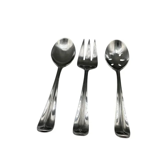 Dansk ALSACE Stainless Steel 3 Piece Serving Set Slotted Spoon Meat Fork Spoon