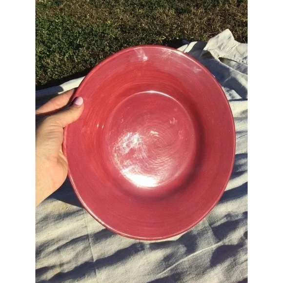 Pottery Barn Sausalito red dinner plate 12” boho ceramic pottery hand painted