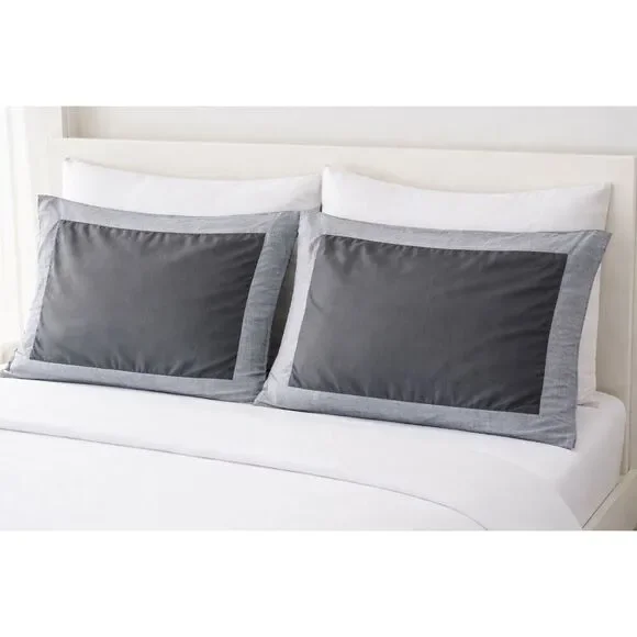 Pottery Barn Set of 2 Standard Pillowcases Sham Gray Mist Linen Tencel Lyocell
