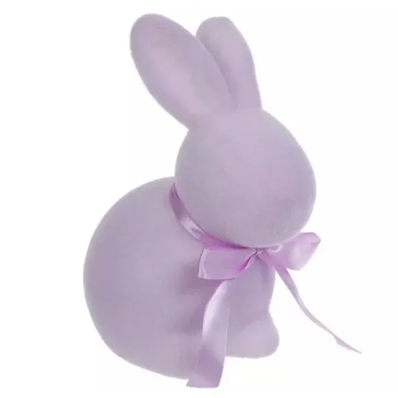 New! Spring 2026 Purple Sitting Flocked Bunny Figurine by Hobby Lobby