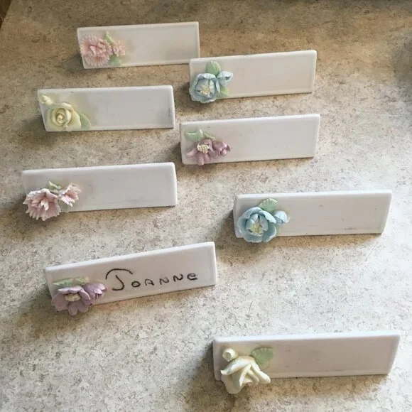Vintage Porcelain Bisque Floral Reusable Place Cards